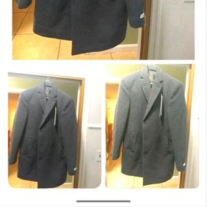 $395 Calvin Klein Prosper Slim Fit Overcoat Size 44L Medium Grey.